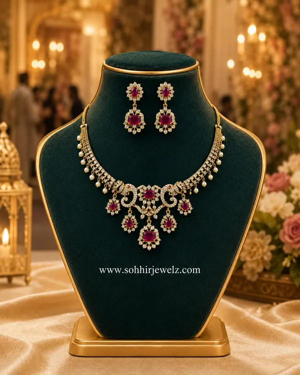 Red_Pearl_Gold-Tone_Ruby_Cushion-Cut_Pearl_Drop_Necklace_Set_For_Women