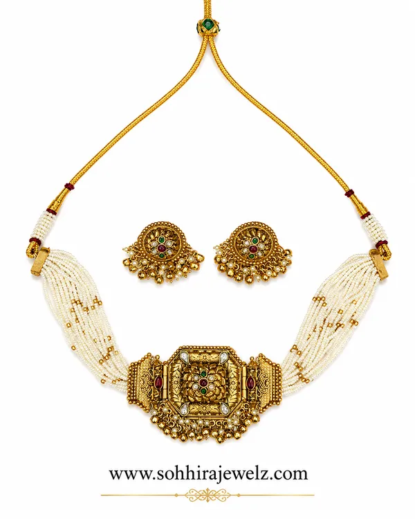 Pearl_White_Polki_Multi-Strand_Choker_Set_For_Women