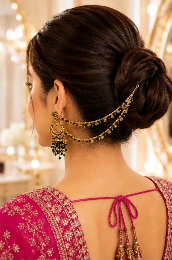 Green_Gold-Plated_Chandbali_Hair_Chain_Earrings_For_Women