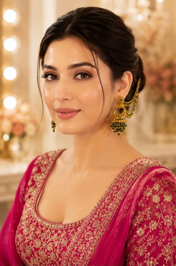 Green_Gold-Plated_Chandbali_Hair_Chain_Earrings_For_Women