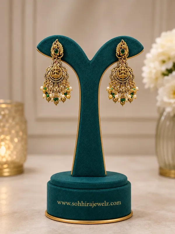 Multicolor_Gold-Plated_Temple_Lakshmi_Lotus_Long_Necklace_Set_For_Women