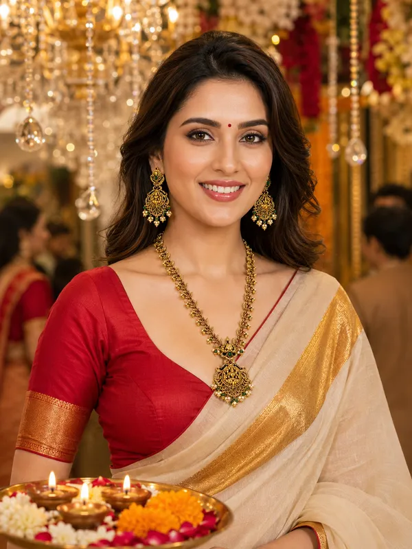 Multicolor_Gold-Plated_Temple_Lakshmi_Lotus_Long_Necklace_Set_For_Women