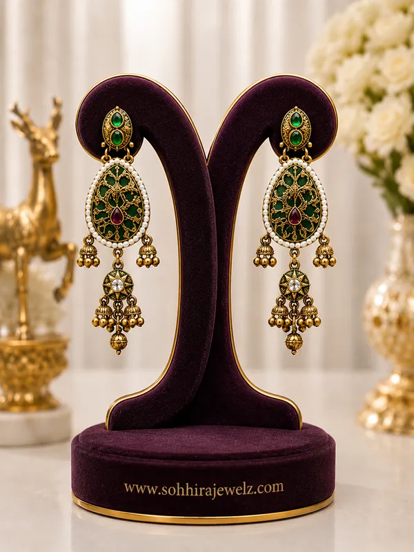 Gold_Gold-Plated_Peacock_Meenakari_Ghungroo_Necklace_Set_For_Women