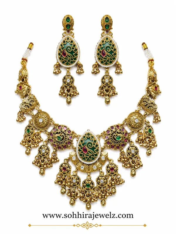 Gold_Gold-Plated_Peacock_Meenakari_Ghungroo_Necklace_Set_For_Women
