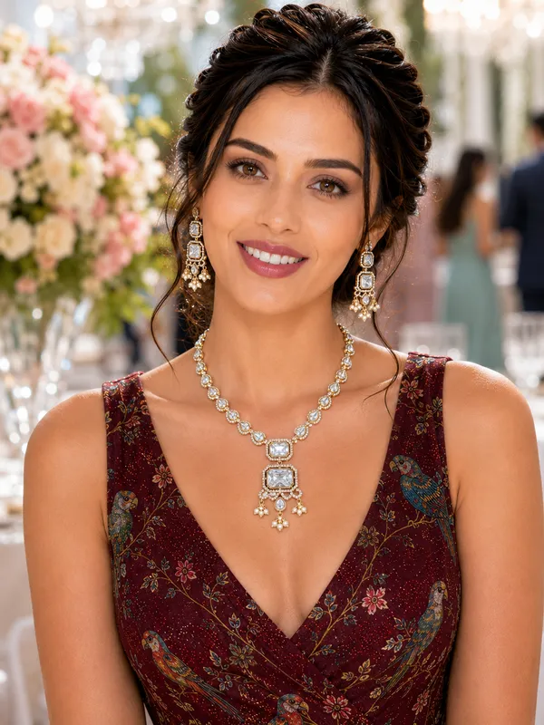 Ivory_Gold-Plated_Polki_Diamond_Chandelier_Pendant_Set_For_Women