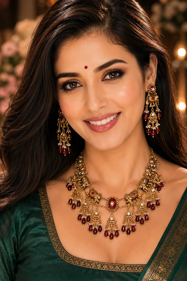 Red_Gold-Plated_Antique_Elephant_Ruby_Drop_Necklace_Set_For_Women