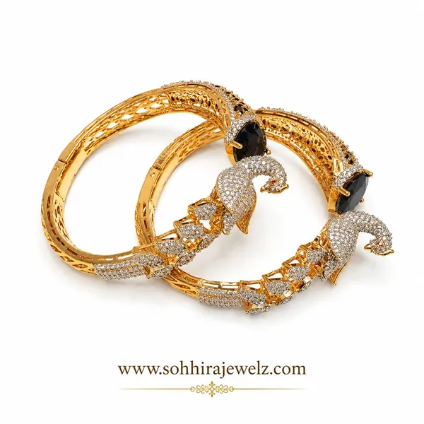 Black_Gold-Plated_Pave_Cz_Onyx_Parrot_Bracelet_For_Women