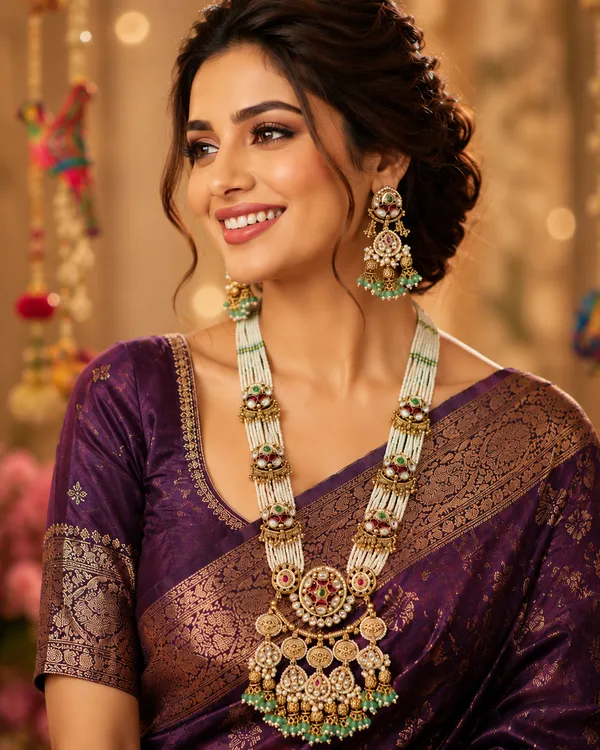 Green_Gold-Plated_Kundan_Pearl_Rani_Haar_Necklace_Set_For_Women