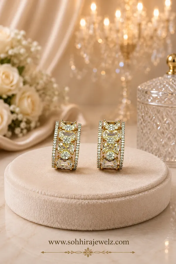 Golden_Baguette_Crystal_Diamond_Border_Stud_Earrings_For_Women