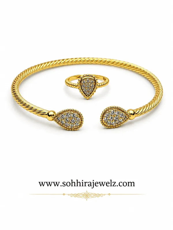 Honey_Gold-Plated_Twisted_Rope_Pavé_Teardrop_Bracelet_For_Women