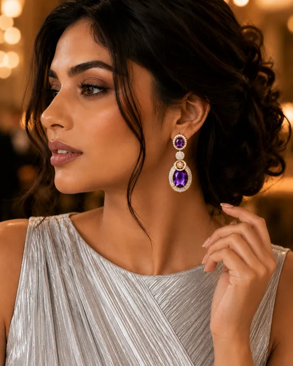 Purple_Gold-Plated_Amethyst_Oval_Drop_Earrings_For_Women