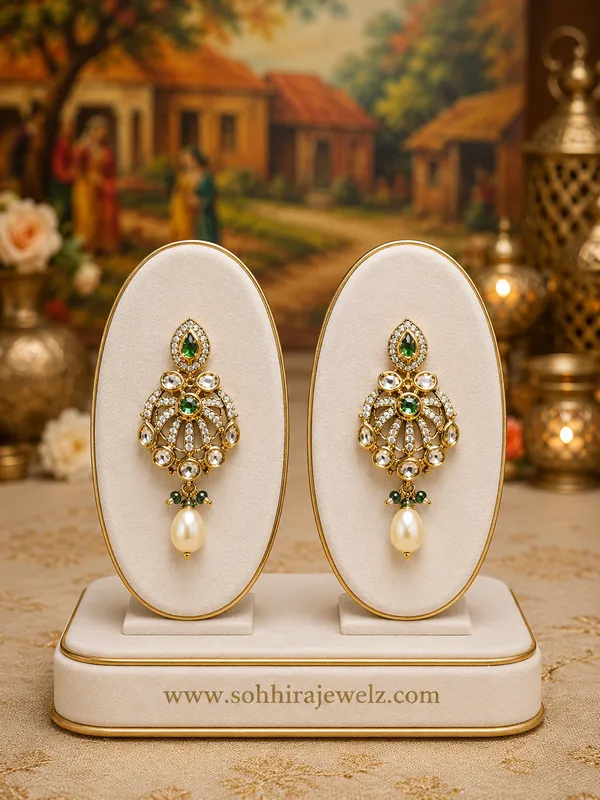 Green_Polki_Cz_Pearl_Victorian_Drop_Earrings_For_Women