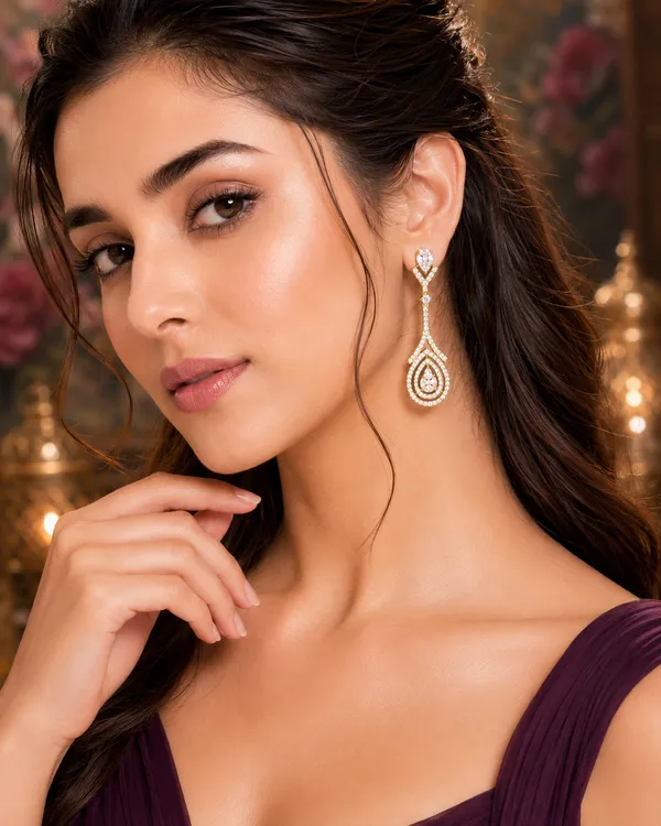 Gold_18K_Gold-Plated_Cz_Teardrop_Drop_Earrings_For_Women