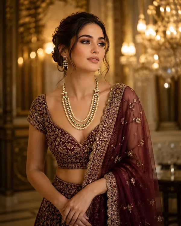 White_Gold-Plated_Kundan_Polki_Ruby_Pearl_Layered_Necklace_Set_For_Women