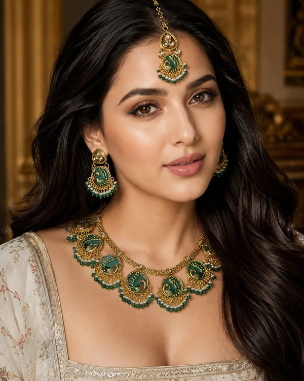 Green_Meenakari_Peacock_Pearl_Necklace_Set_For_Women