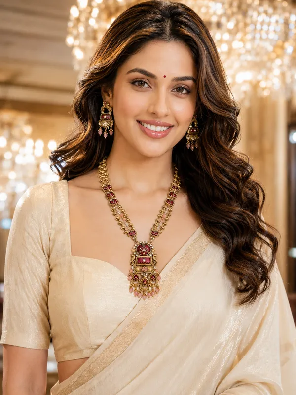 Rose_Gold_Brass_Meenakari_Antique_Long_Haaram_Necklace_Set_For_Women
