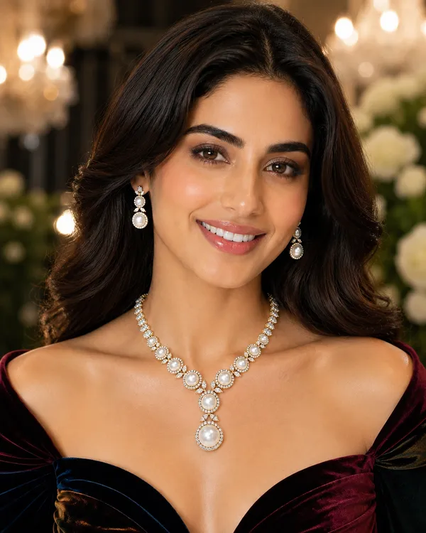 White_Brass_Pearl_Ad_Stone_Bridal_Necklace_Set_For_Women