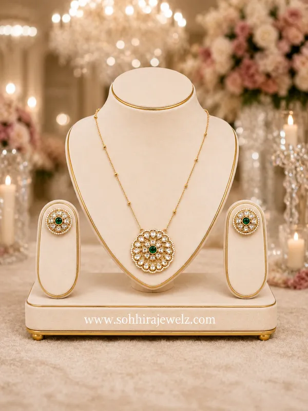 Green_Gold-Plated_Emerald_Polki_Cz_Rosette_Pendant_Set_For_Women