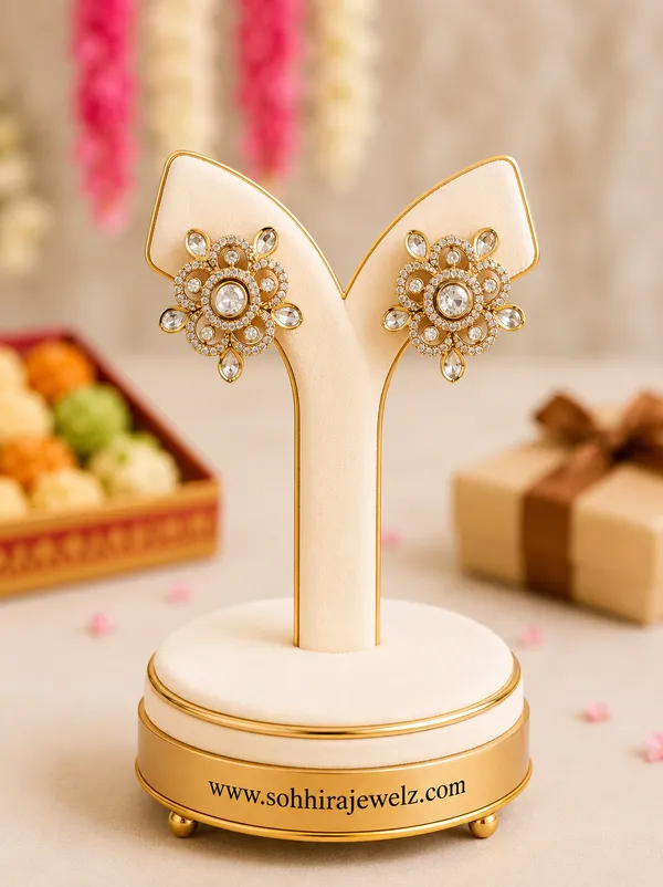 White_Brass_Pearl_Polki_Floral_Stud_Earrings_For_Women