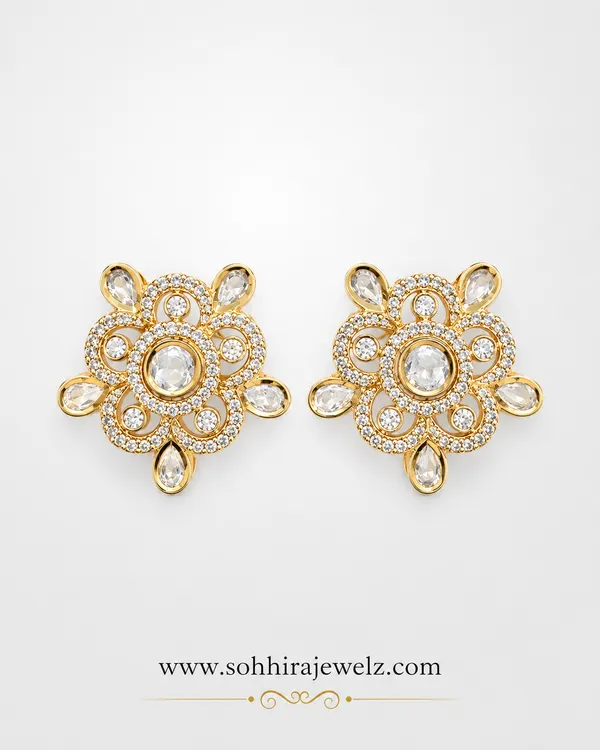 White_Brass_Pearl_Polki_Floral_Stud_Earrings_For_Women