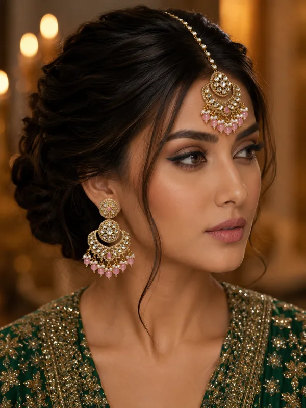 Pink_Brass_Kundan_Cz_Chandbali_Maang_Tikka_Set_For_Women