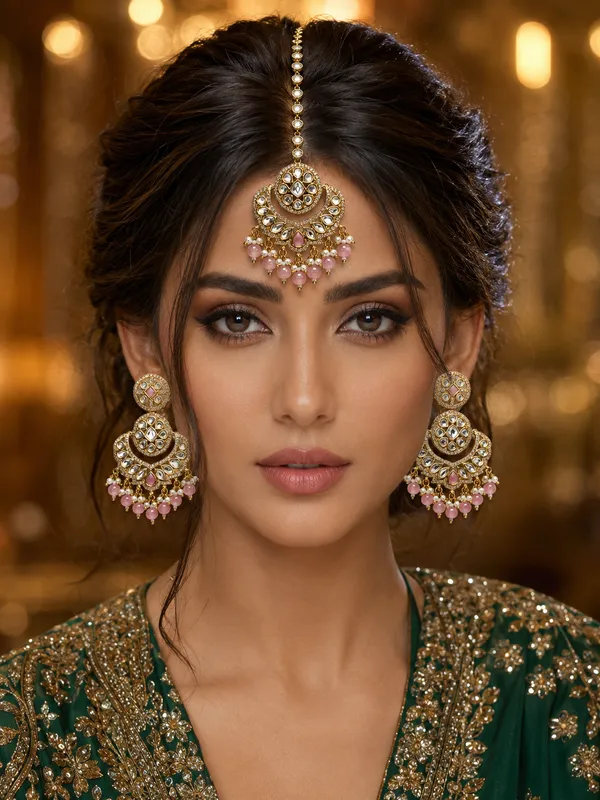 Pink_Brass_Kundan_Cz_Chandbali_Maang_Tikka_Set_For_Women