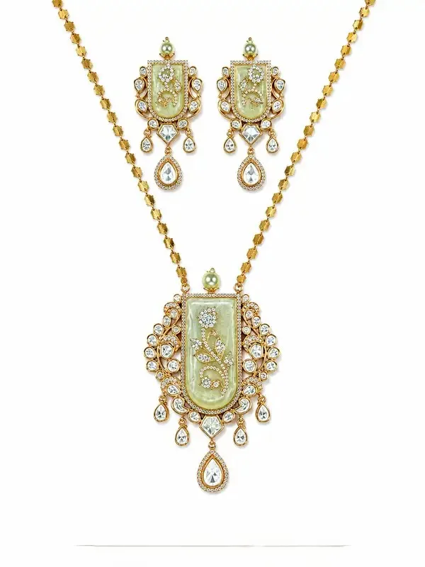 Green_Gold-Plated_Jade_Enamel_Meenakari_Pendant_Set_For_Women