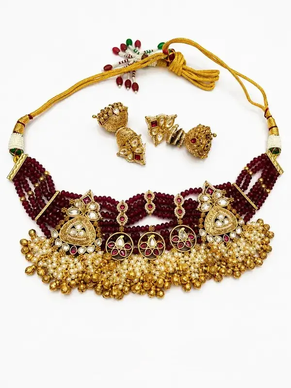 Red_Kundan_Polki_Ghungroo_Choker_Set_For_Women