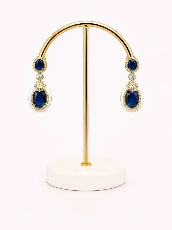 Blue_Gold-Plated_Sapphire_Oval_Enamel_Drop_Earrings_For_Women