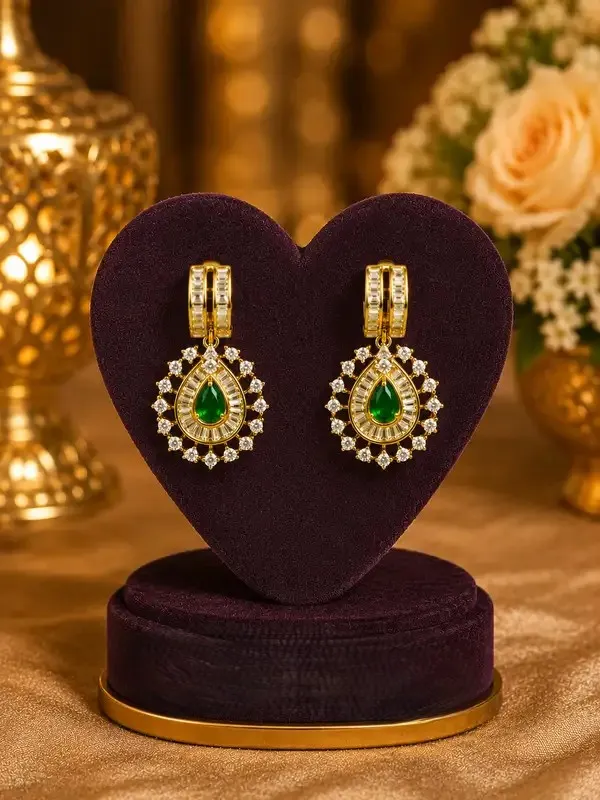 Green_Cz_Diamond_Emerald_Teardrop_Necklace_Set_For_Women