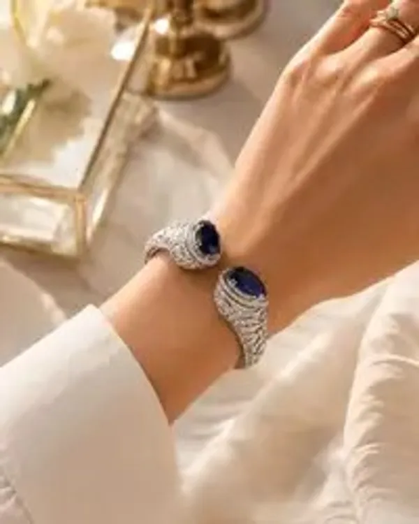 Blue_Gold-Plated_Sapphire_Cz_Pavé_Cuff_Bracelet_For_Women