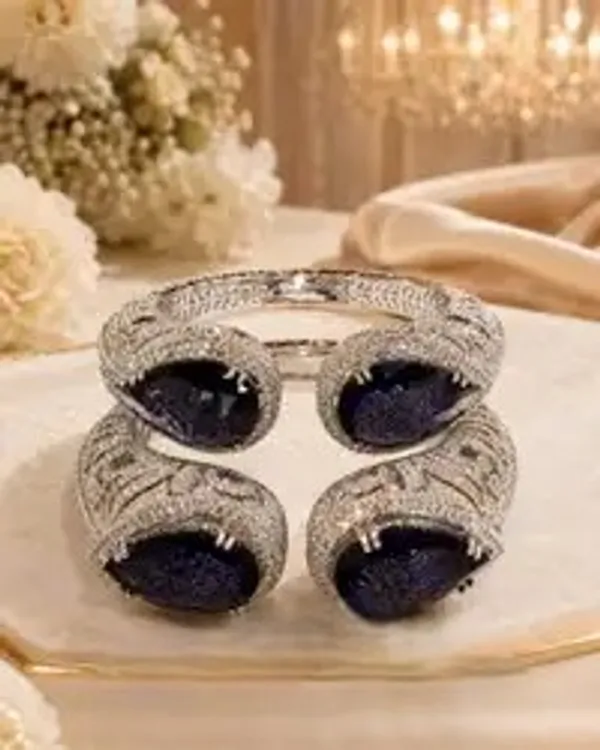 Blue_Gold-Plated_Sapphire_Cz_Pavé_Cuff_Bracelet_For_Women