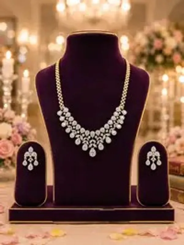 Gold_Brass_Ad_Stone_Leaf_Cascade_Necklace_Set_For_Women