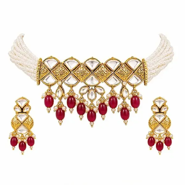 Scarlet_Red_Gold-Plated_Kundan_Pearl_Ruby_Choker_Set_For_Women
