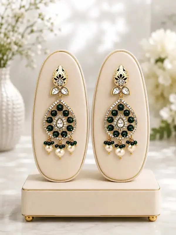 Green_Pearl_Kundan_Polki_Meenakari_Lotus_Drop_Earrings_For_Women