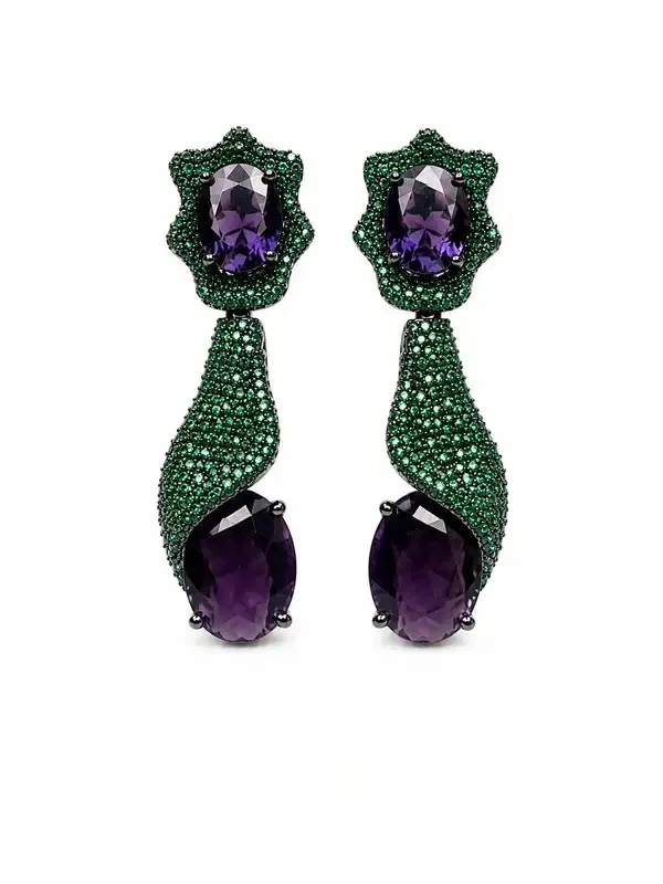 Green_Gold-Plated_Emerald_Amethyst_Sculptural_Drop_Earrings_For_Women