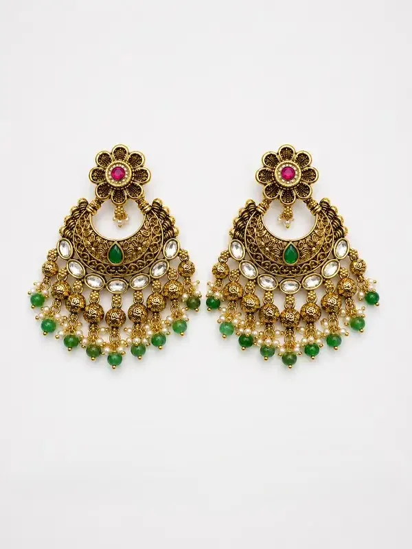 Green_Kundan_Antique_Gold_Chandbali_Earrings_For_Women
