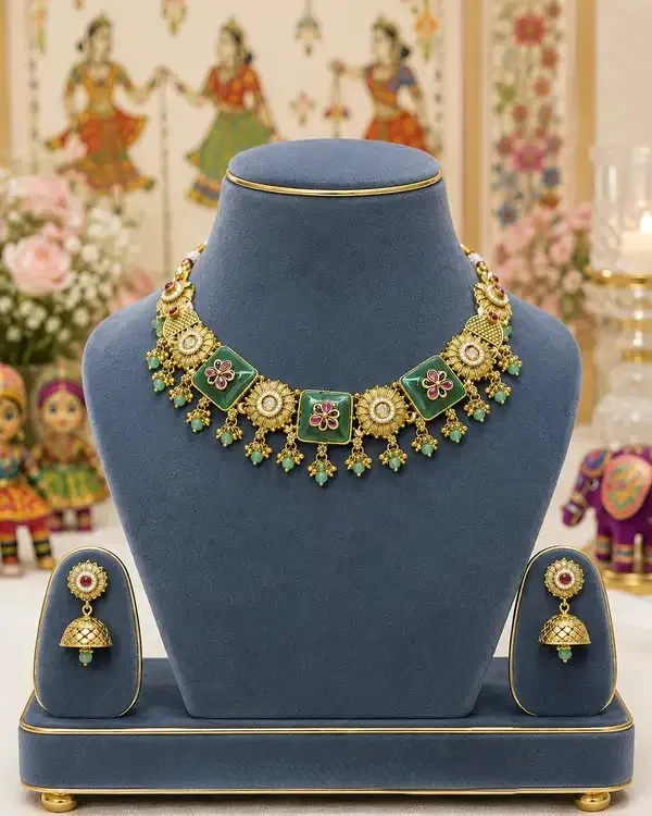Green_Brass_Meenakari_Square_Panel_Antique_Necklace_Set_For_Women