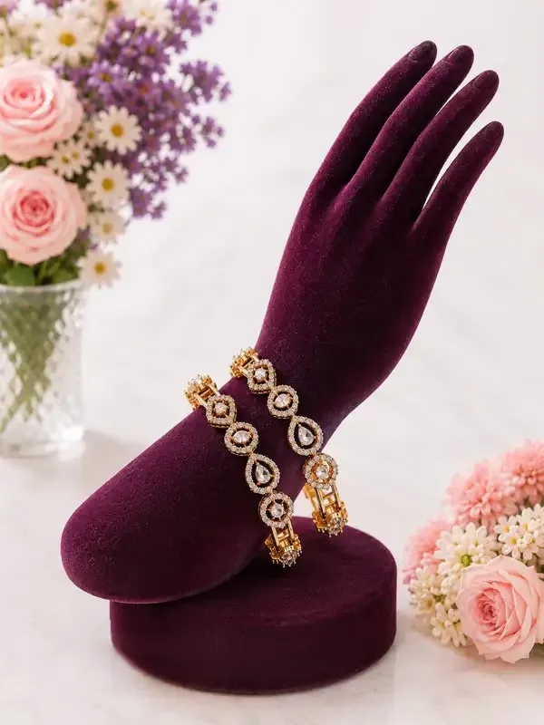 Multicolor_Polki_Zircon_Teardrop_Link_Bangle_For_Women