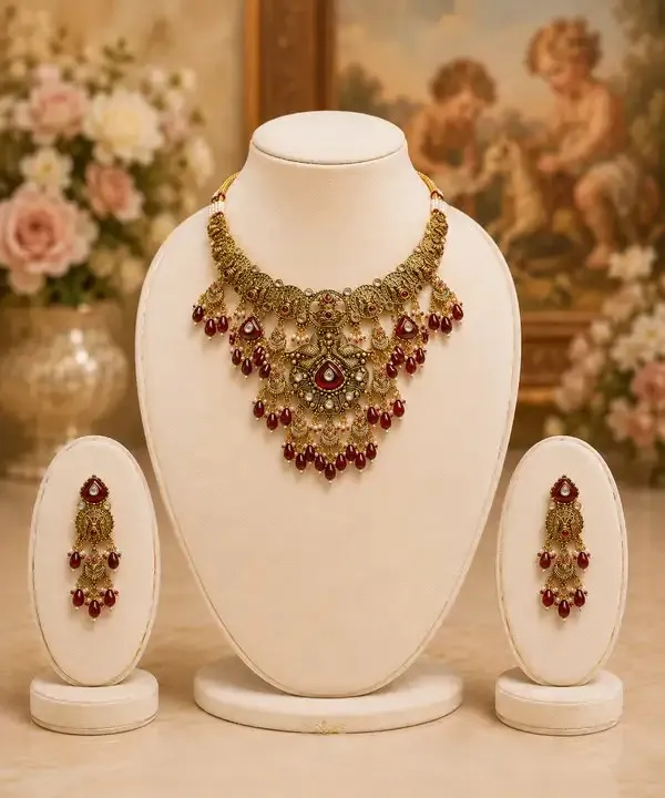 Red_Antique_Gold_Temple_Coin_Ruby_Necklace_Set_For_Women