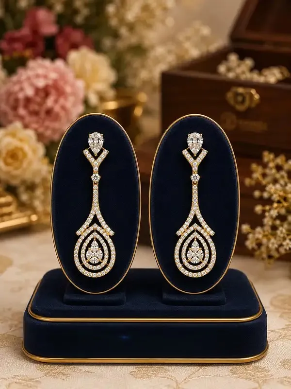 Gold_18K_Gold-Plated_Cz_Teardrop_Drop_Earrings_For_Women