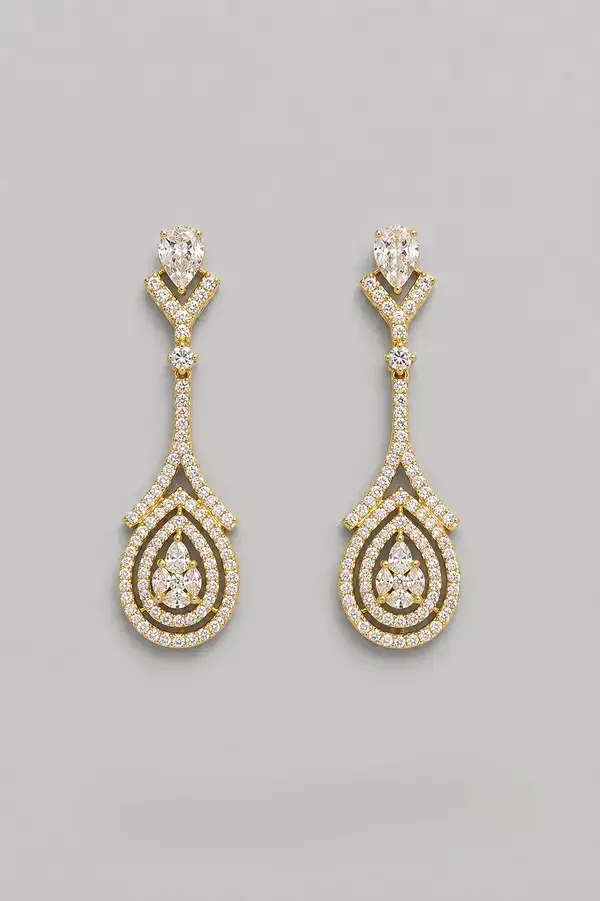 Gold_18K_Gold-Plated_Cz_Teardrop_Drop_Earrings_For_Women