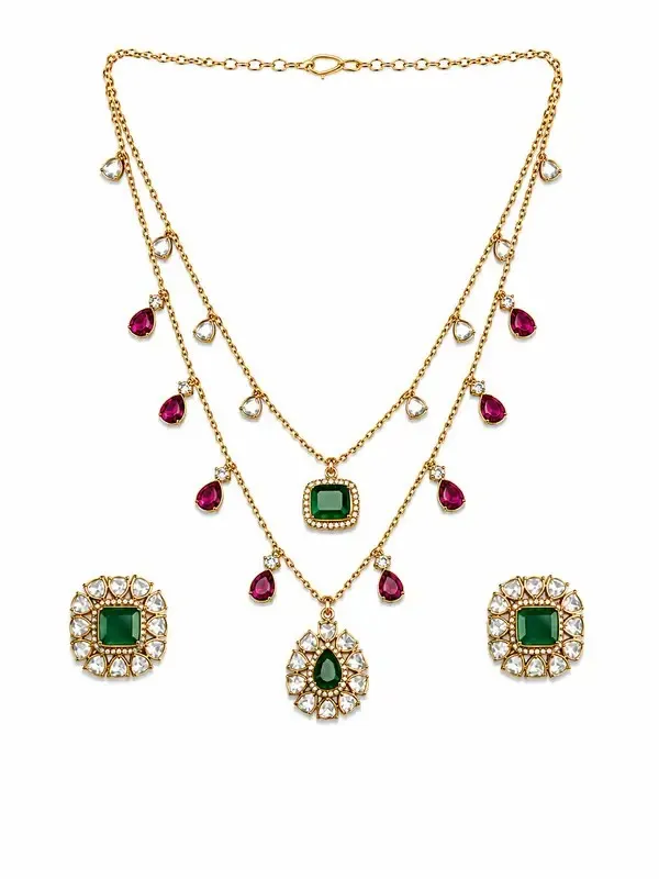 Green_Gold-Plated_Cz_Emerald_Ruby_Necklace_Set_For_Women