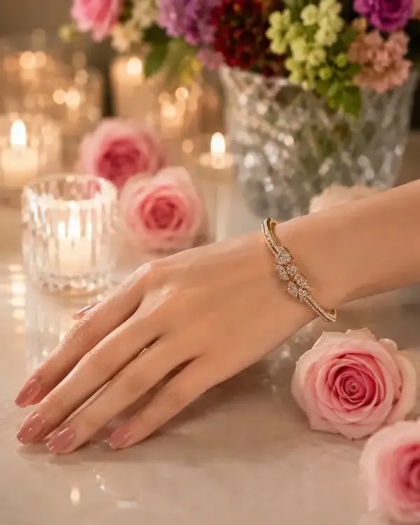 Silver_Ad_Stone_Crystal_Cluster_Bangle_Bracelet_For_Women