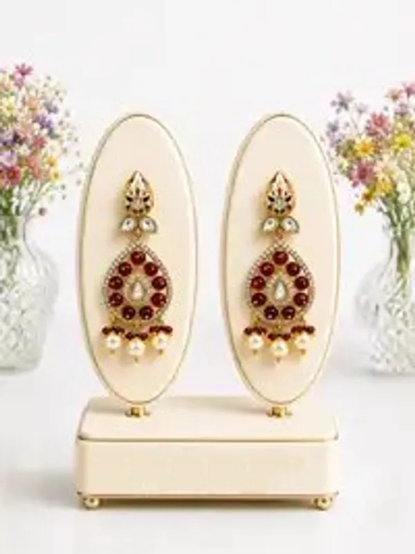 Coral_Red_Pearl_Kundan_Teardrop_Drop_Earrings_For_Women