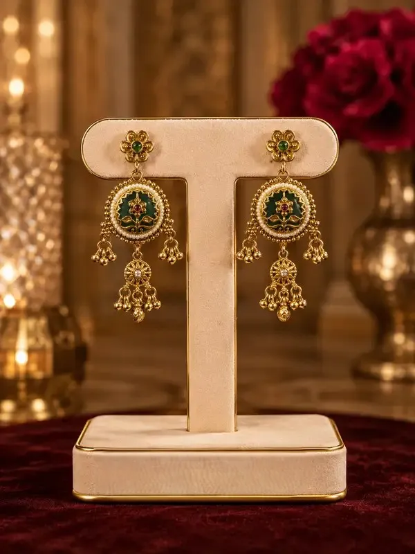 Gold_Meenakari_Elephant_Motif_Ghungroo_Necklace_Set_For_Women