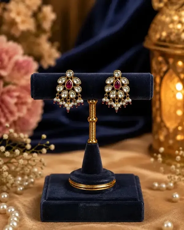 Red_Brass_Kundan_Polki_Ruby_Teardrop_Stud_Earrings_For_Women