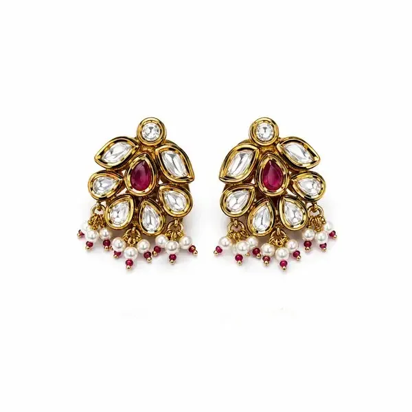Red_Brass_Kundan_Polki_Ruby_Teardrop_Stud_Earrings_For_Women