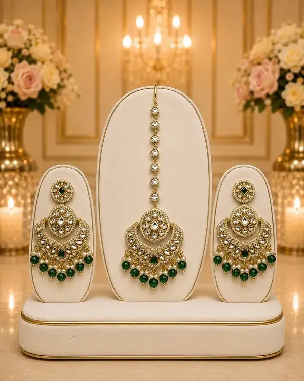 Green_Kundan_Cz_Pearl_Chandbali_Maang_Tikka_Set_For_Women