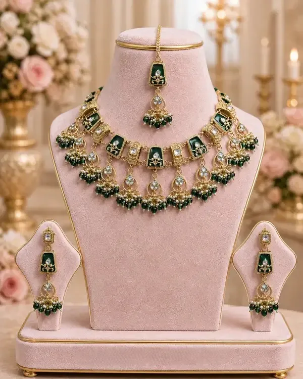Green_Gold-Plated_Kundan_Polki_Meenakari_Bridal_Necklace_Set_For_Women